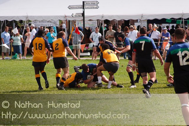 Rugby players at Irish Fest